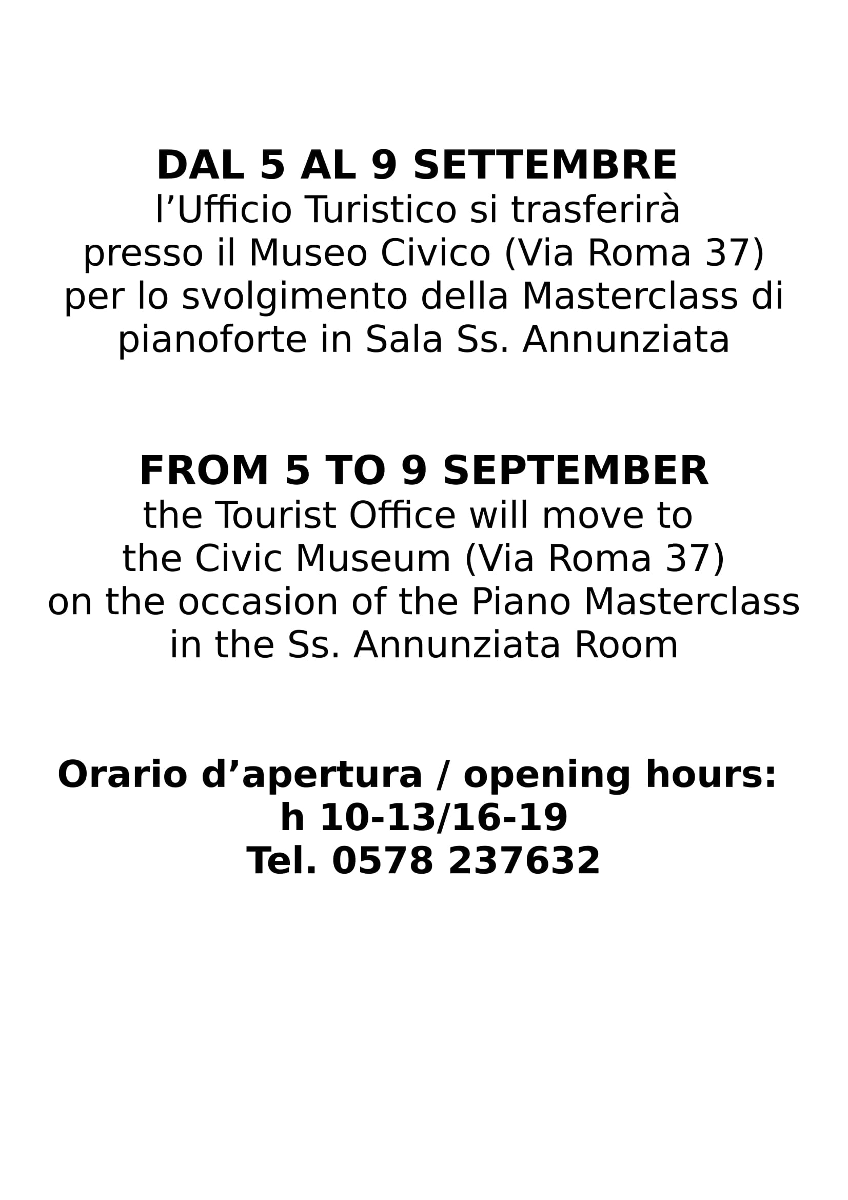 Apetura UT 5-9 settembre