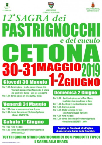 Cetona Pastrignocchi Programma 2019